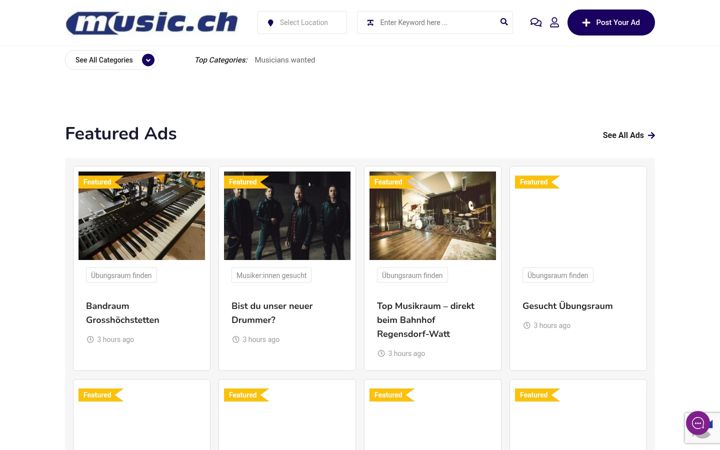 Screenshot of music.ch