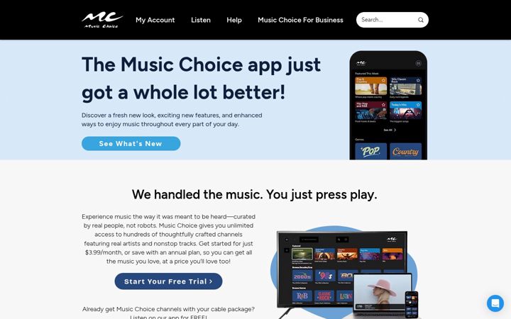 Screenshot of musicchoice.com