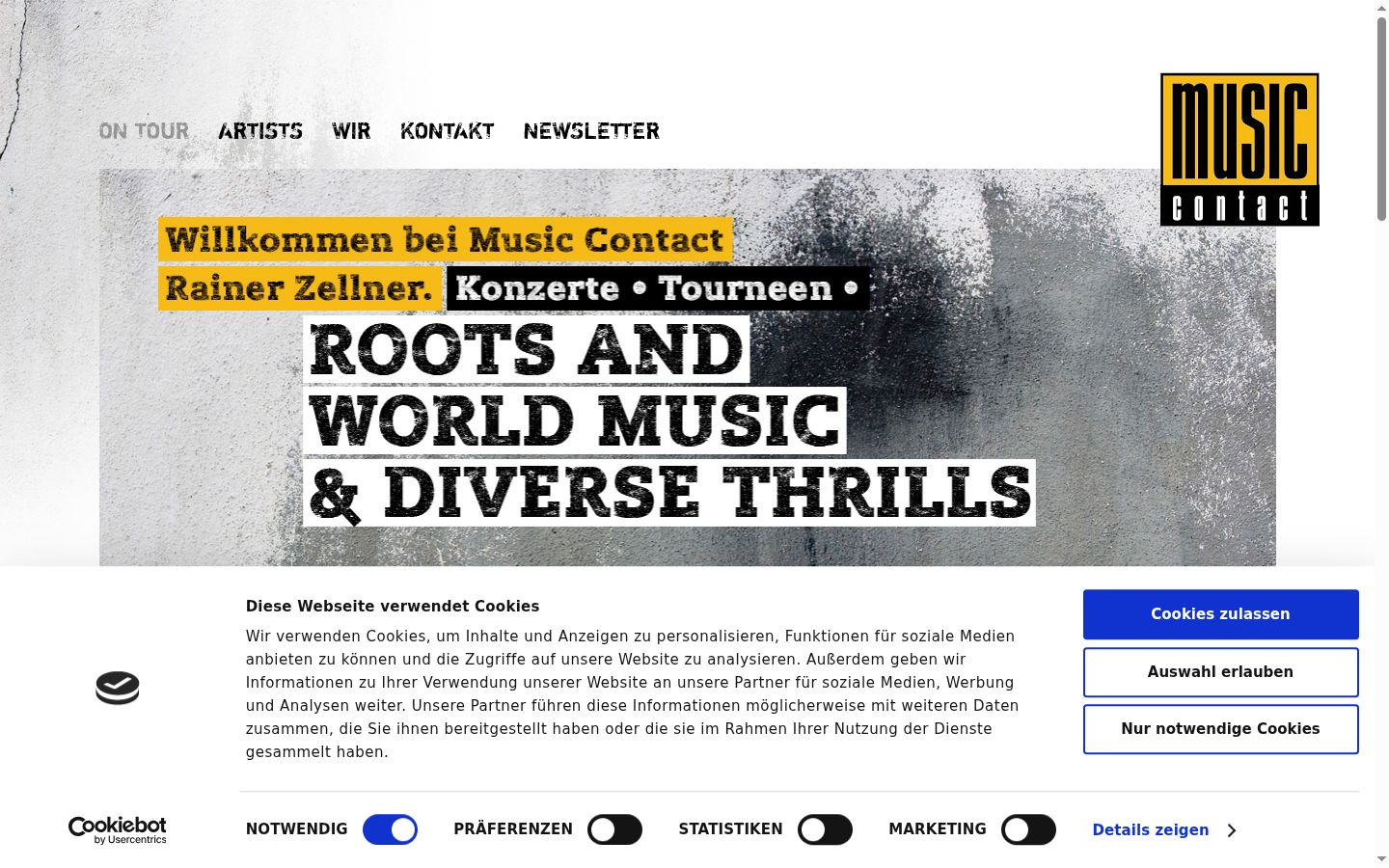 Screenshot of the consent banner shown before any interaction
