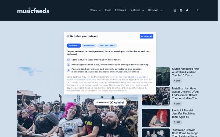 Screenshot of musicfeeds.com.au