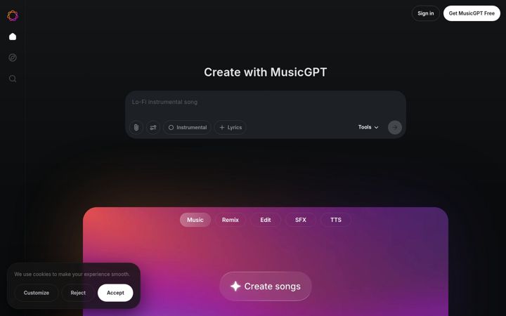 Screenshot of musicgpt.com