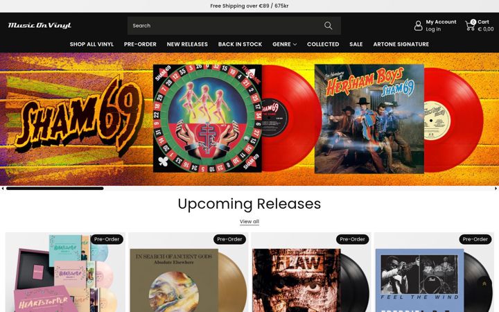 Screenshot of musiconvinyl.com