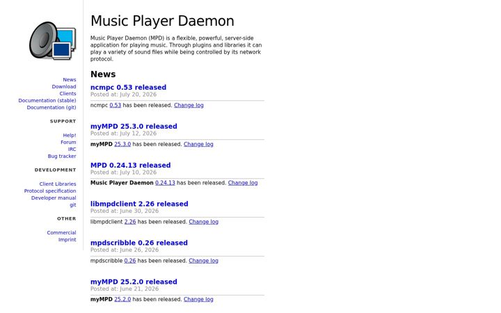 Screenshot of musicpd.org