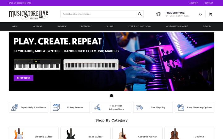 Screenshot of musicstorelive.com