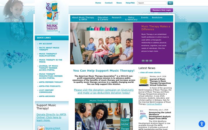 Screenshot of musictherapy.org
