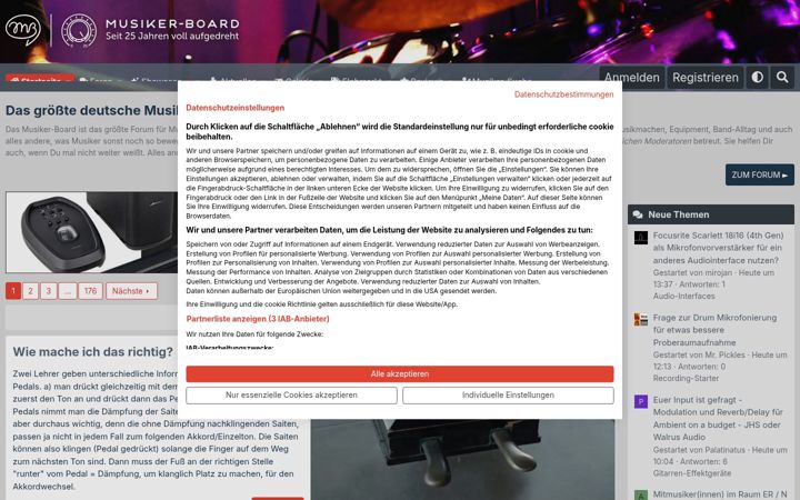 Snímek obrazovky musiker-board.de