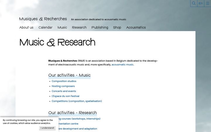 Screenshot of musiques-recherches.be