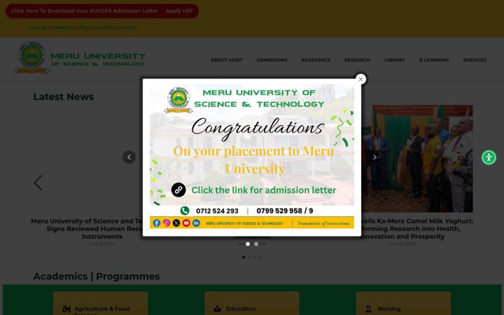Screenshot of must.ac.ke