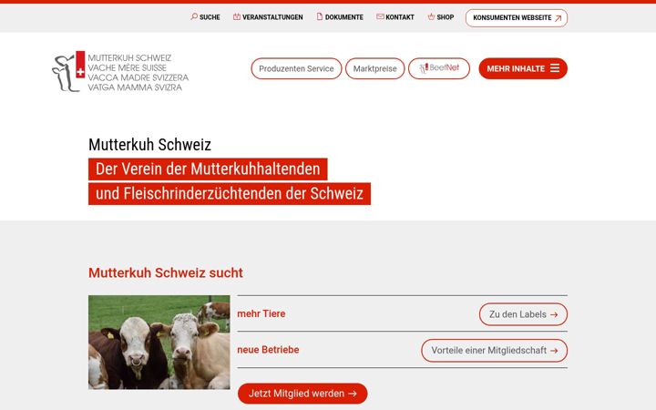 Captura de ecrã de mutterkuh.ch