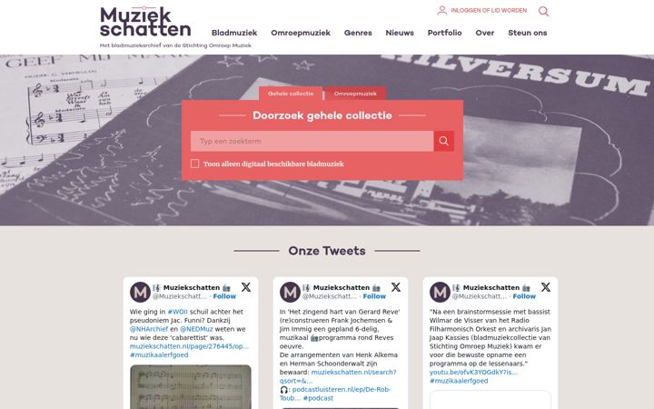 Screenshot of muziekschatten.nl