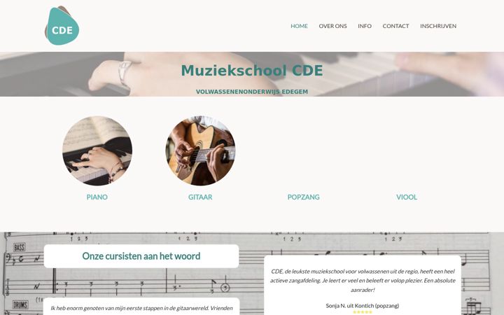 Screenshot ta' muziekschoolcde.be