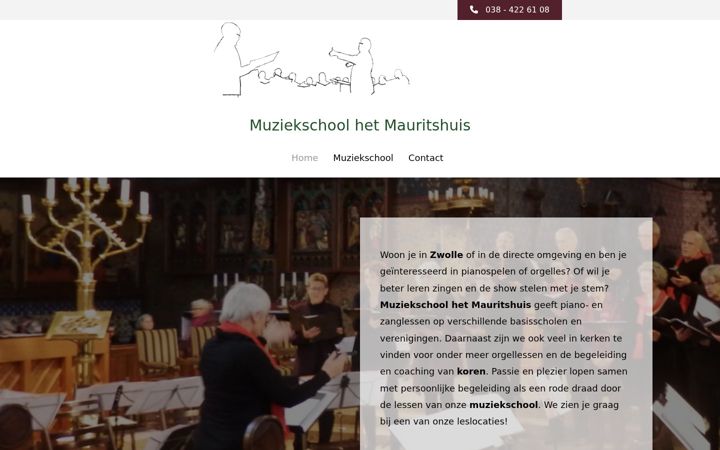 Snímek obrazovky muziekschoolhetmauritshuis.nl