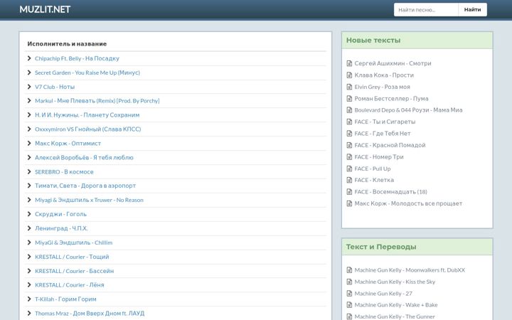 Screenshot of muzlit.net