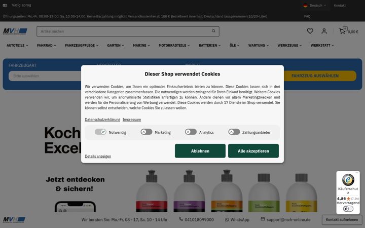 Screenshot von mvh-shop.de