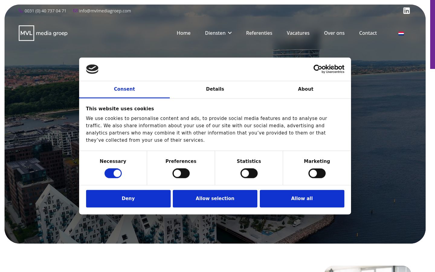 Screenshot tal-banner tal-kunsens muri qabel kwalunkwe interazzjoni