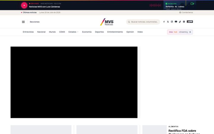 Screenshot of mvsnoticias.com