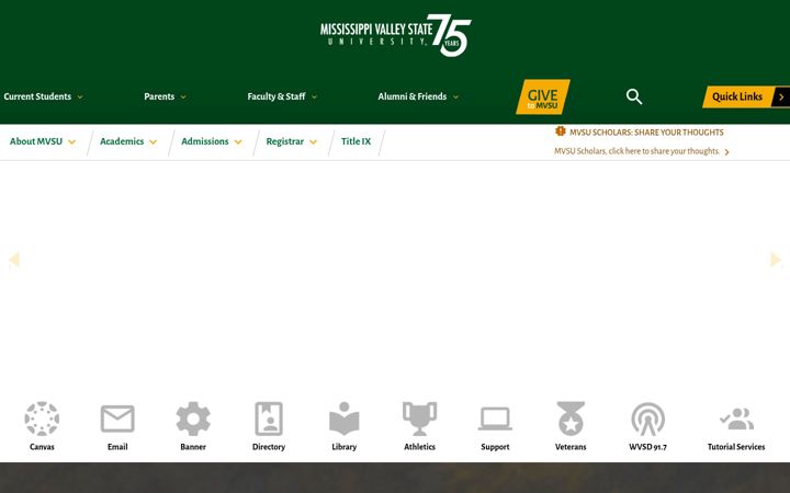 Screenshot of mvsu.edu