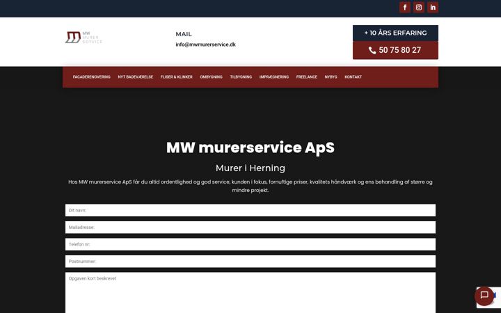 Skærmbillede af mwmurerservice.dk