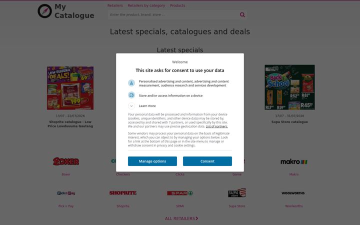 Screenshot of my-catalogue.co.za