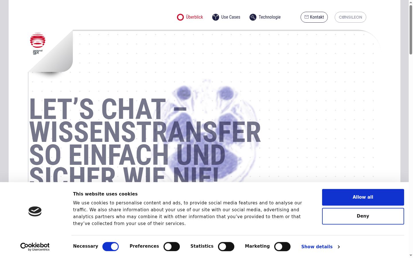 Screenshot des Einwilligungsbanners vor jeglicher Interaktion