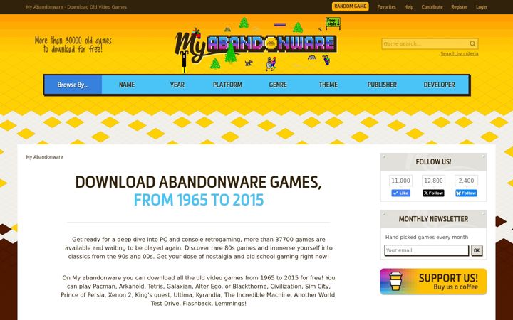 Екранна снимка на myabandonware.com