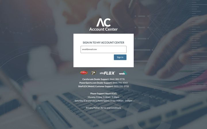 Screenshot of myaccountcenter.com