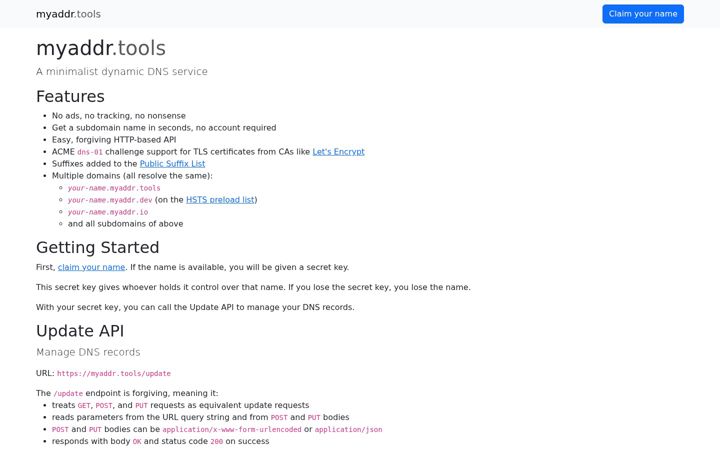 Screenshot of myaddr.io