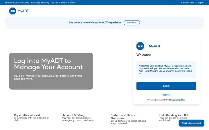Screenshot of myadt.com