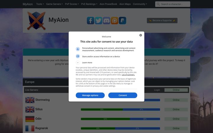 Screenshot of myaion.eu