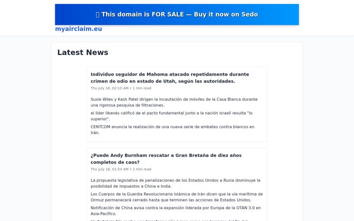 Screenshot von myairclaim.eu