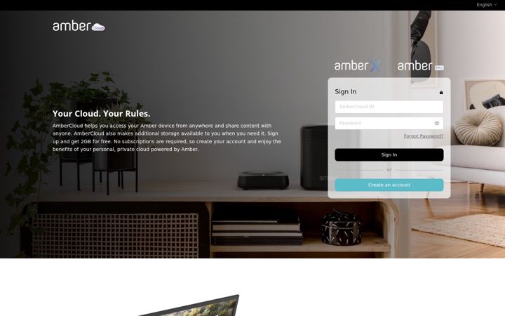 Screenshot of myamber.cloud