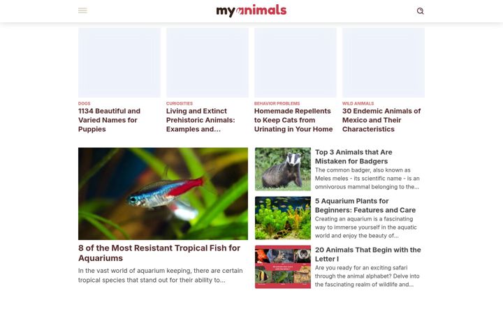 Screenshot of myanimals.com