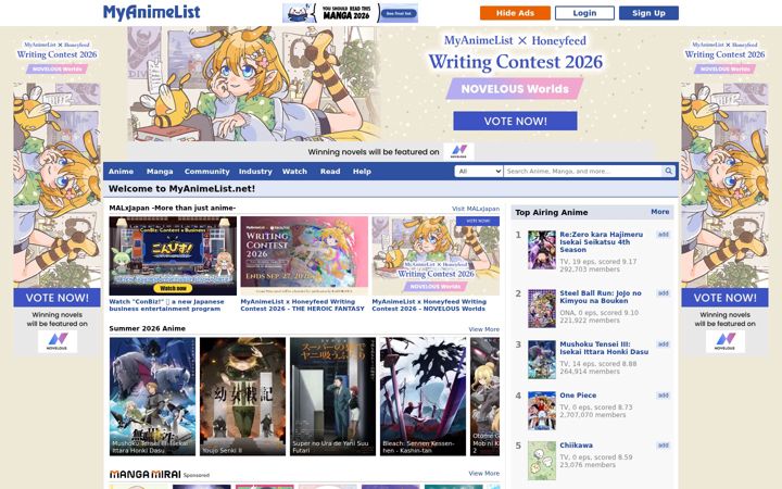 Screenshot di myanimelist.net