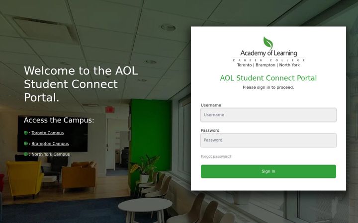 Screenshot of myaolcc.ca