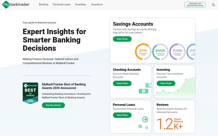 Screenshot of mybanktracker.com