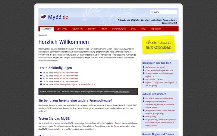 Screenshot of mybb.de