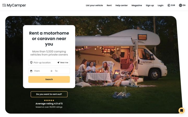 Screenshot of mycamper.com