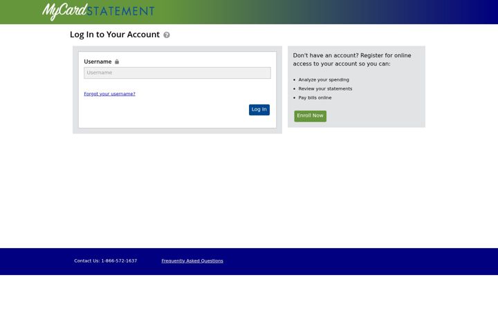 Screenshot of mycardstatement.com