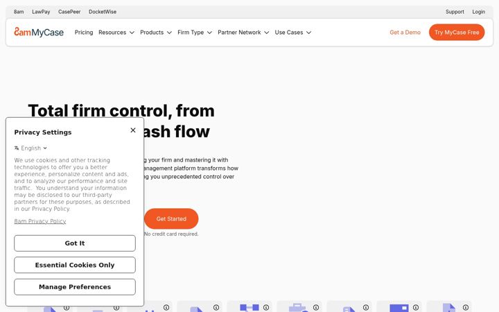 Screenshot ta' mycase.com