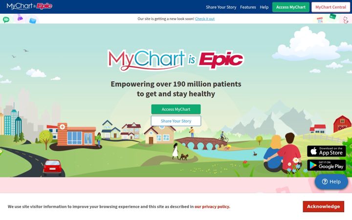 Screenshot stránky mychart.org