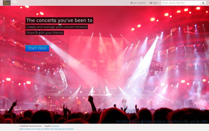 Screenshot of myconcertarchive.com