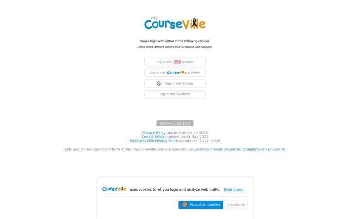 Screenshot of mycourseville.com
