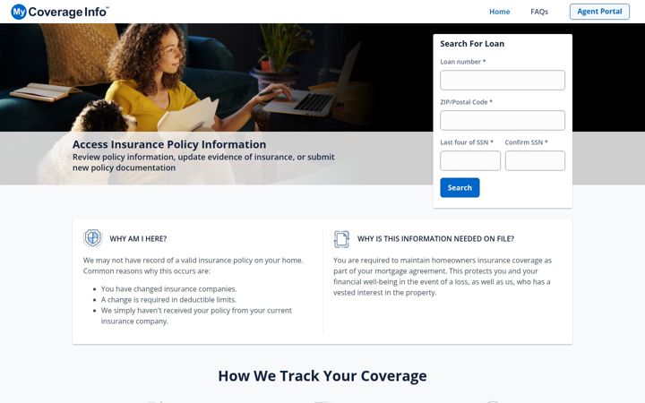 Skärmbild av mycoverageinfo.com
