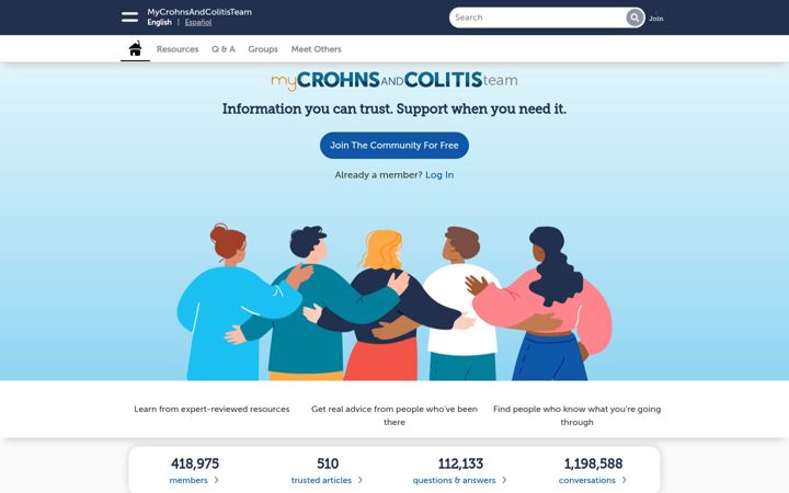 Screenshot of mycrohnsandcolitisteam.com