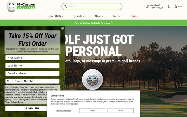 Screenshot of mycustomgolfball.com
