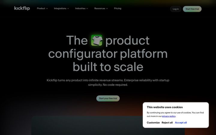 Screenshot of mycustomizer.com