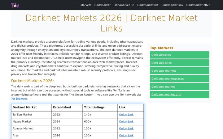 Captura de ecrã de mydarknetmarketlinks.com