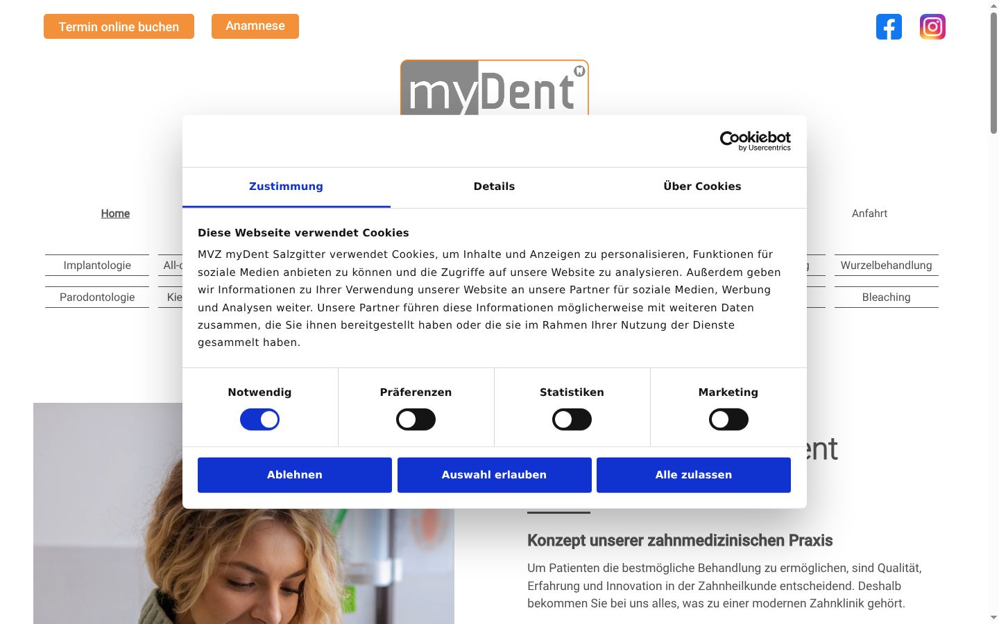 Screenshot of the consent banner shown before any interaction