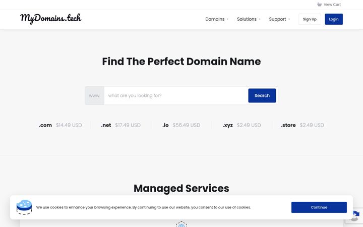 Screenshot of mydomains.tech