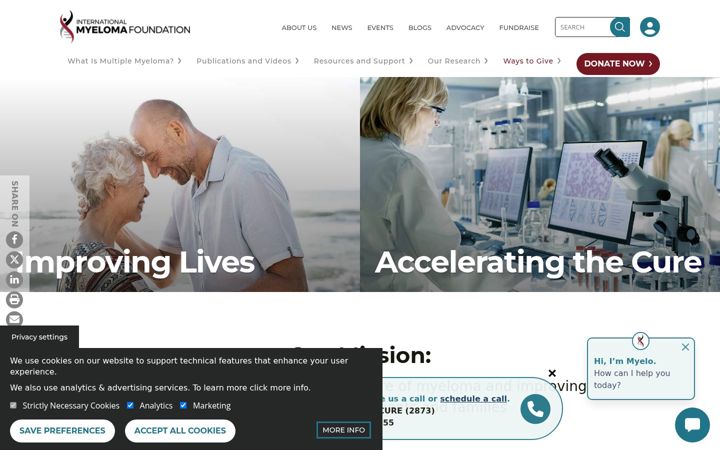 Screenshot of myeloma.org